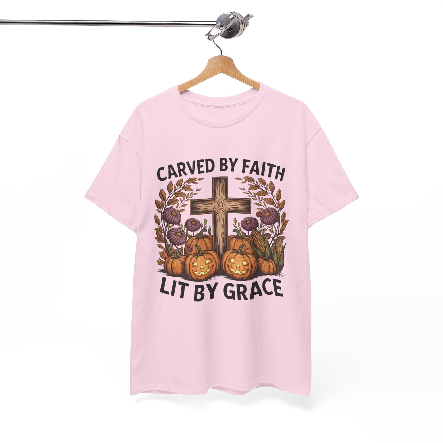 Carved by Faith Lit by Grace T- Shirt - Faith-Inspired Fall T-Shirt