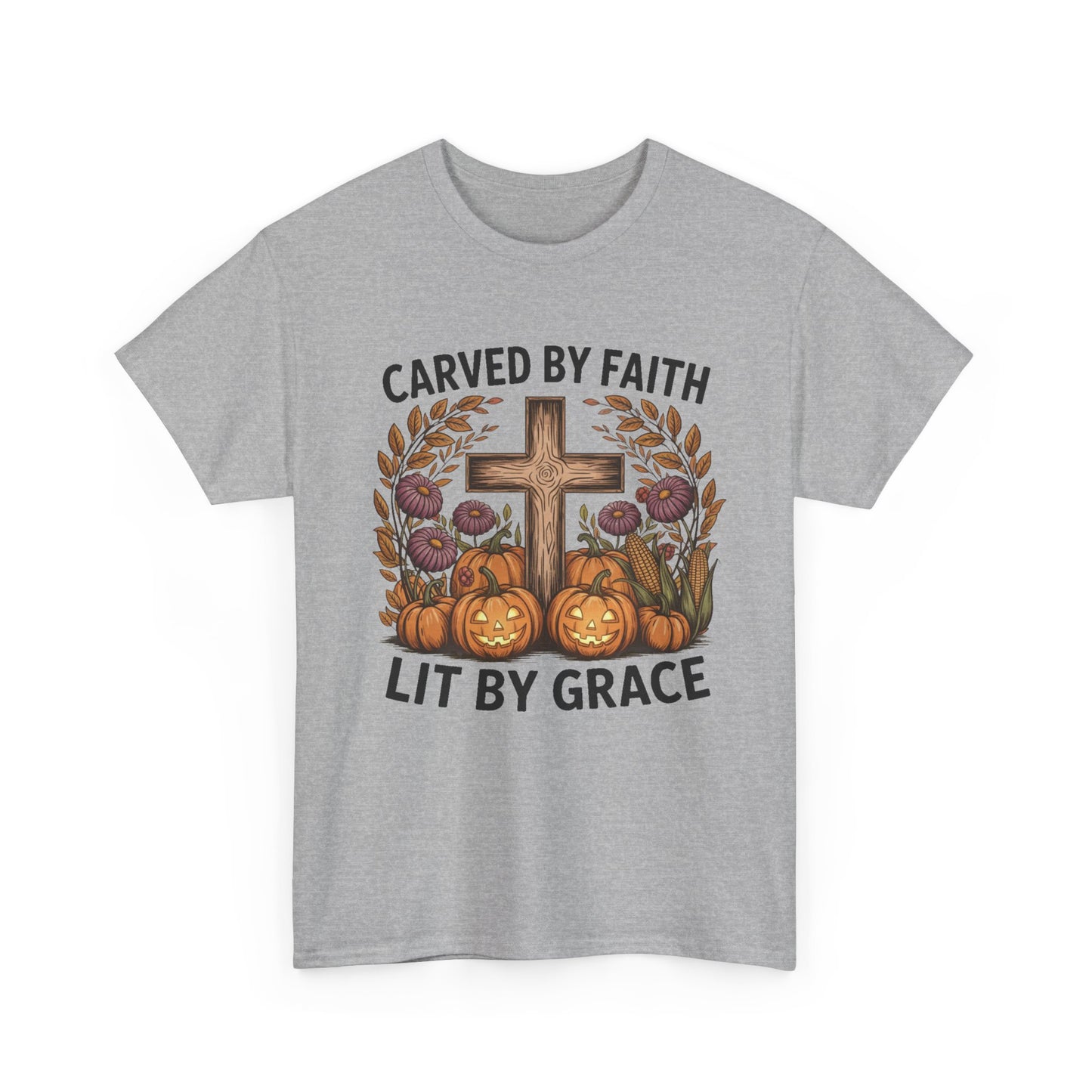Carved by Faith Lit by Grace T- Shirt - Faith-Inspired Fall T-Shirt