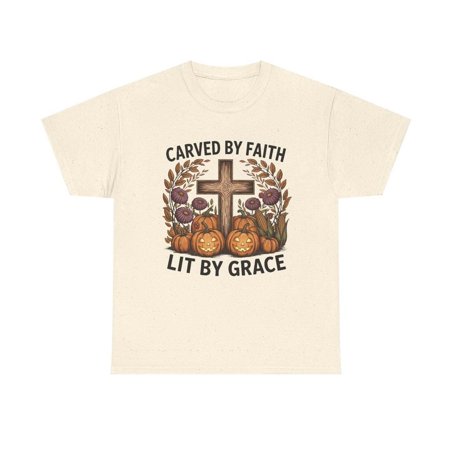 Carved by Faith Lit by Grace T- Shirt - Faith-Inspired Fall T-Shirt