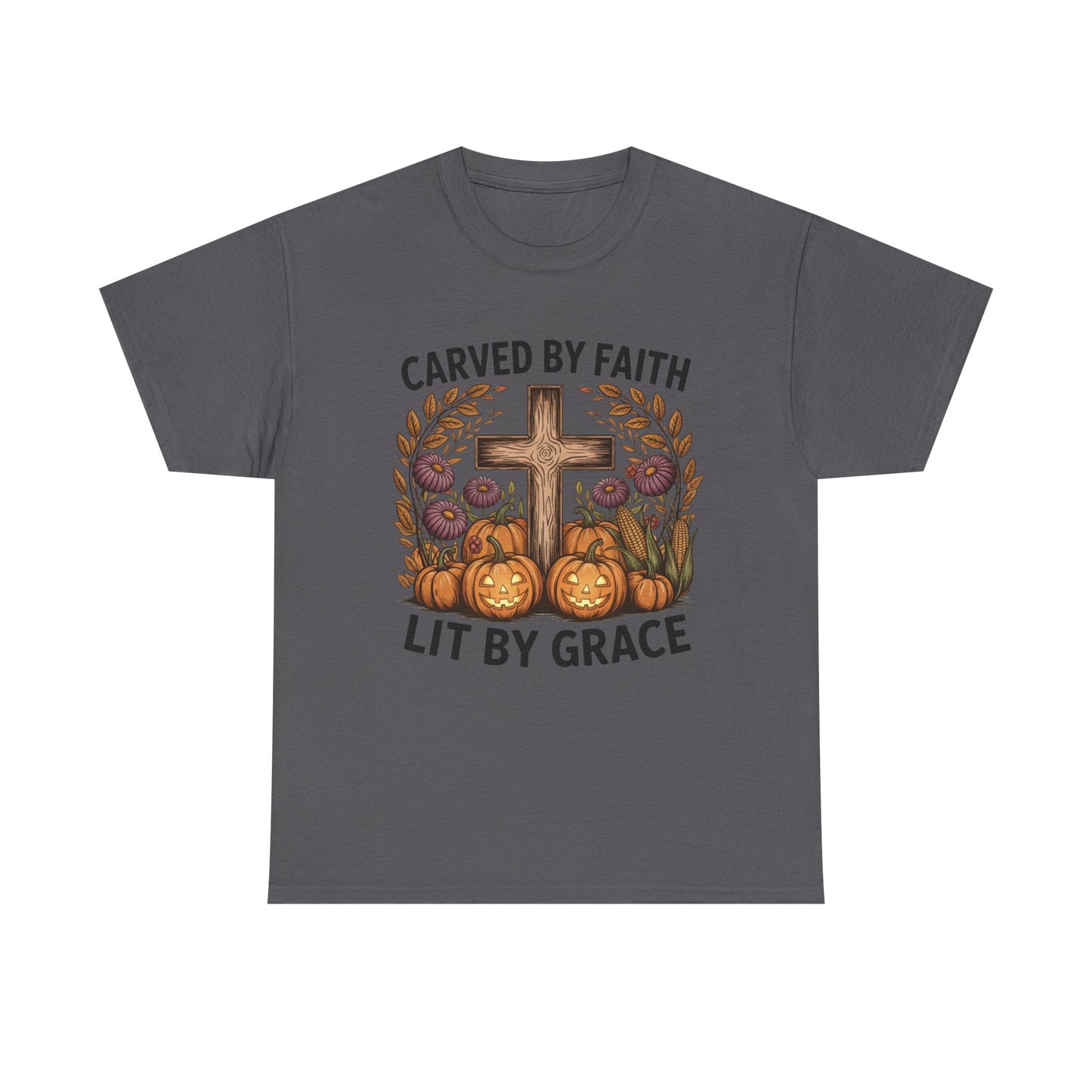 Carved by Faith Lit by Grace T- Shirt - Faith-Inspired Fall T-Shirt