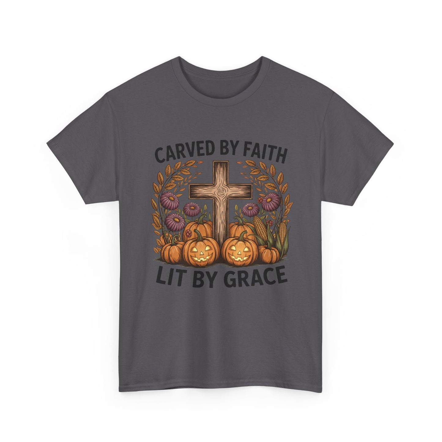 Carved by Faith Lit by Grace T- Shirt - Faith-Inspired Fall T-Shirt