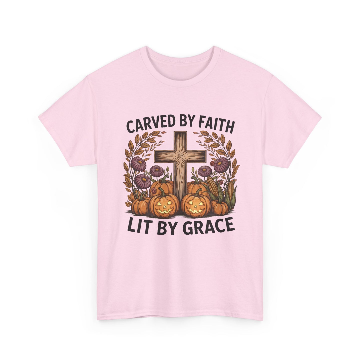 Carved by Faith Lit by Grace T- Shirt - Faith-Inspired Fall T-Shirt