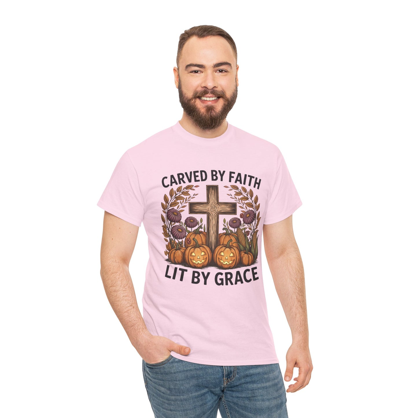 Carved by Faith Lit by Grace T- Shirt - Faith-Inspired Fall T-Shirt