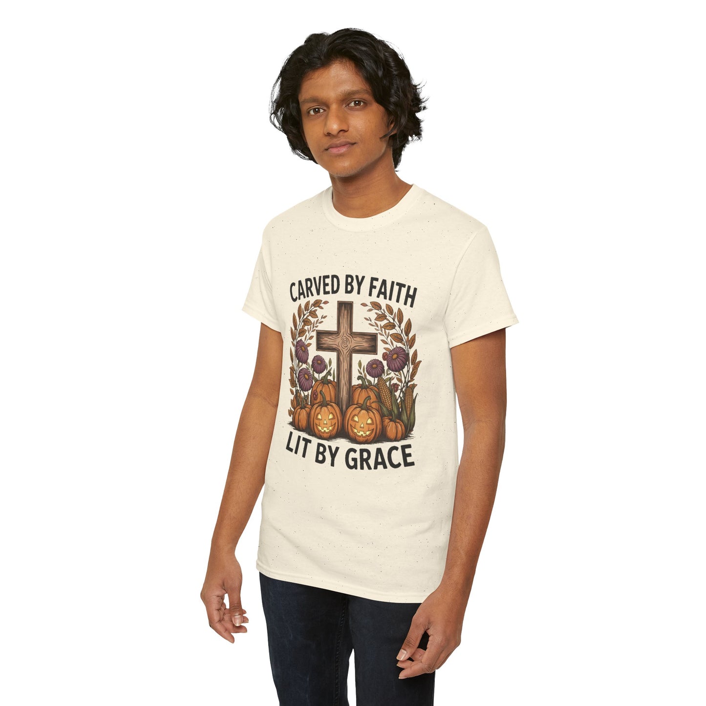 Carved by Faith Lit by Grace T- Shirt - Faith-Inspired Fall T-Shirt