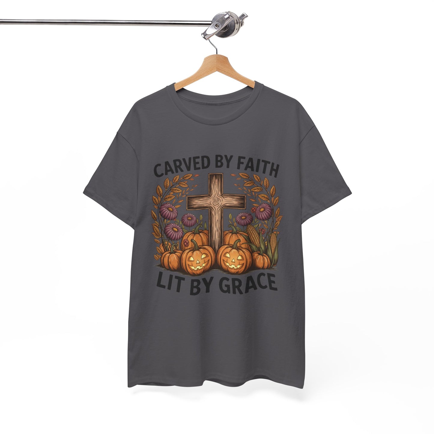 Carved by Faith Lit by Grace T- Shirt - Faith-Inspired Fall T-Shirt