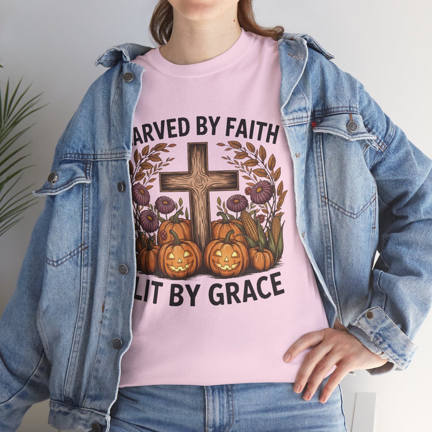 Carved by Faith Lit by Grace T- Shirt - Faith-Inspired Fall T-Shirt