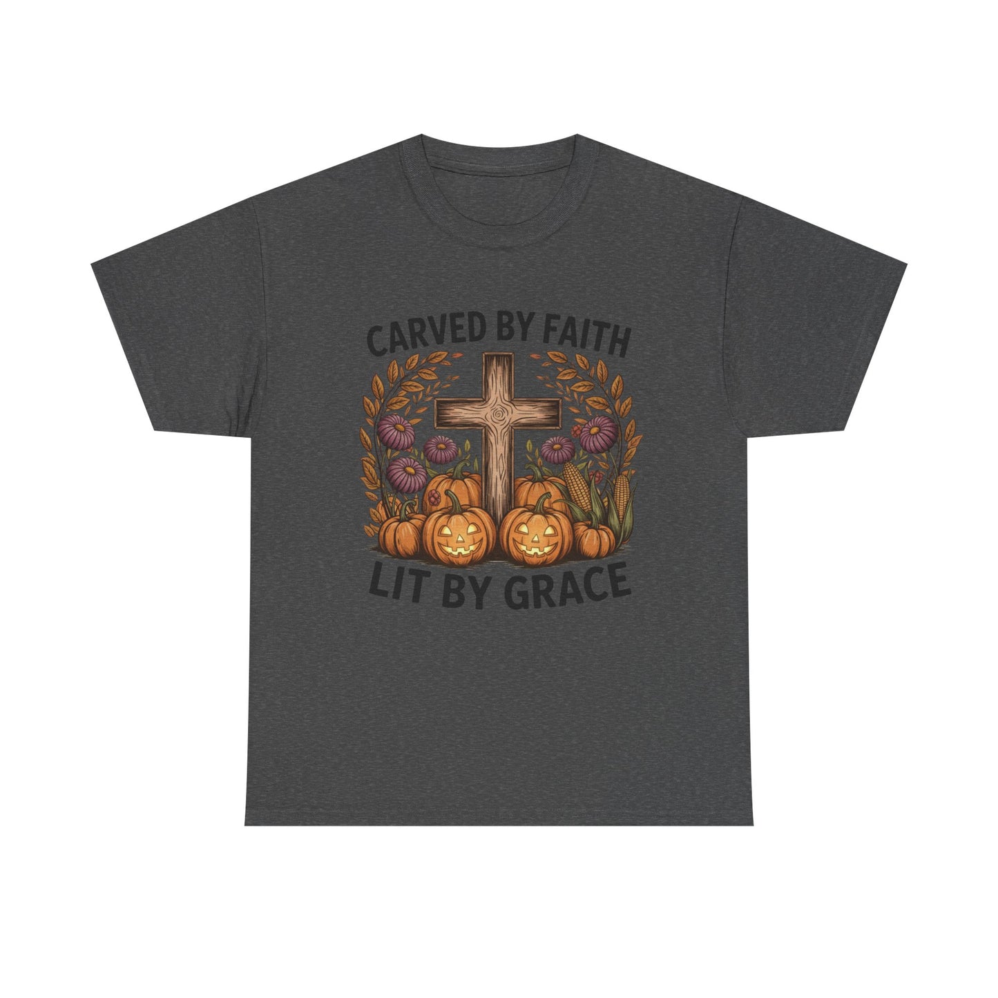 Carved by Faith Lit by Grace T- Shirt - Faith-Inspired Fall T-Shirt