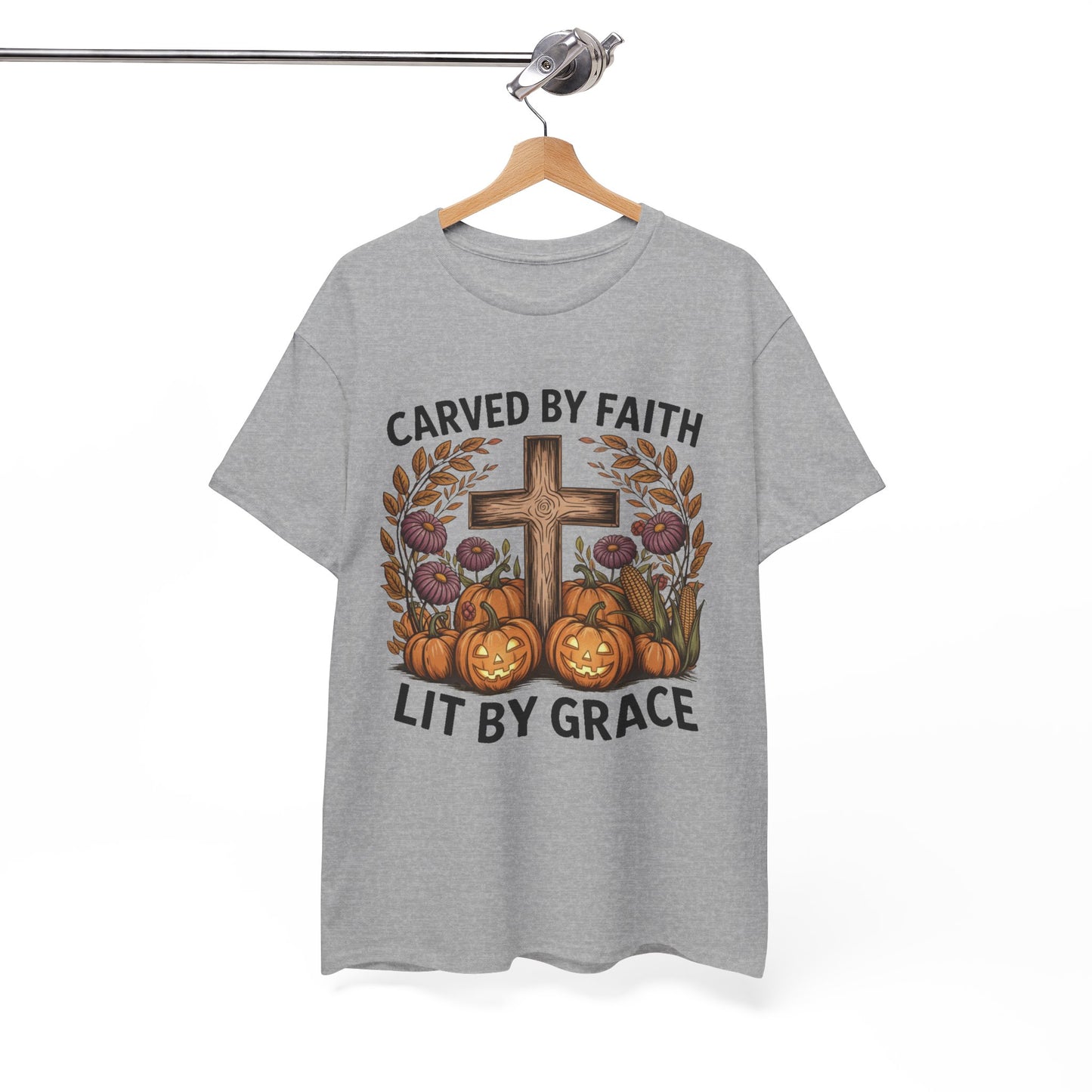 Carved by Faith Lit by Grace T- Shirt - Faith-Inspired Fall T-Shirt