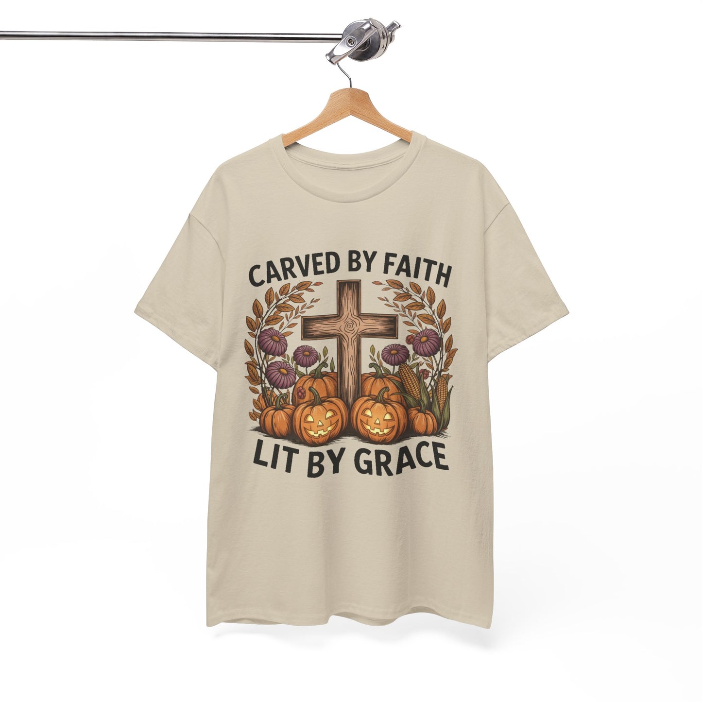 Carved by Faith Lit by Grace T- Shirt - Faith-Inspired Fall T-Shirt