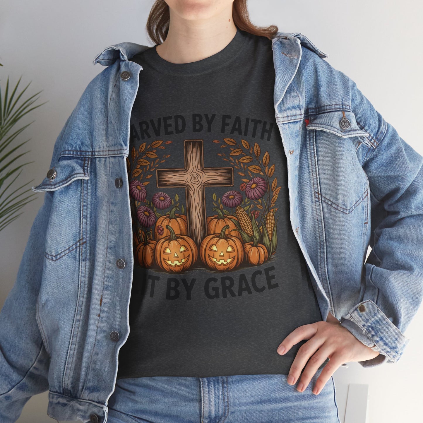 Carved by Faith Lit by Grace T- Shirt - Faith-Inspired Fall T-Shirt