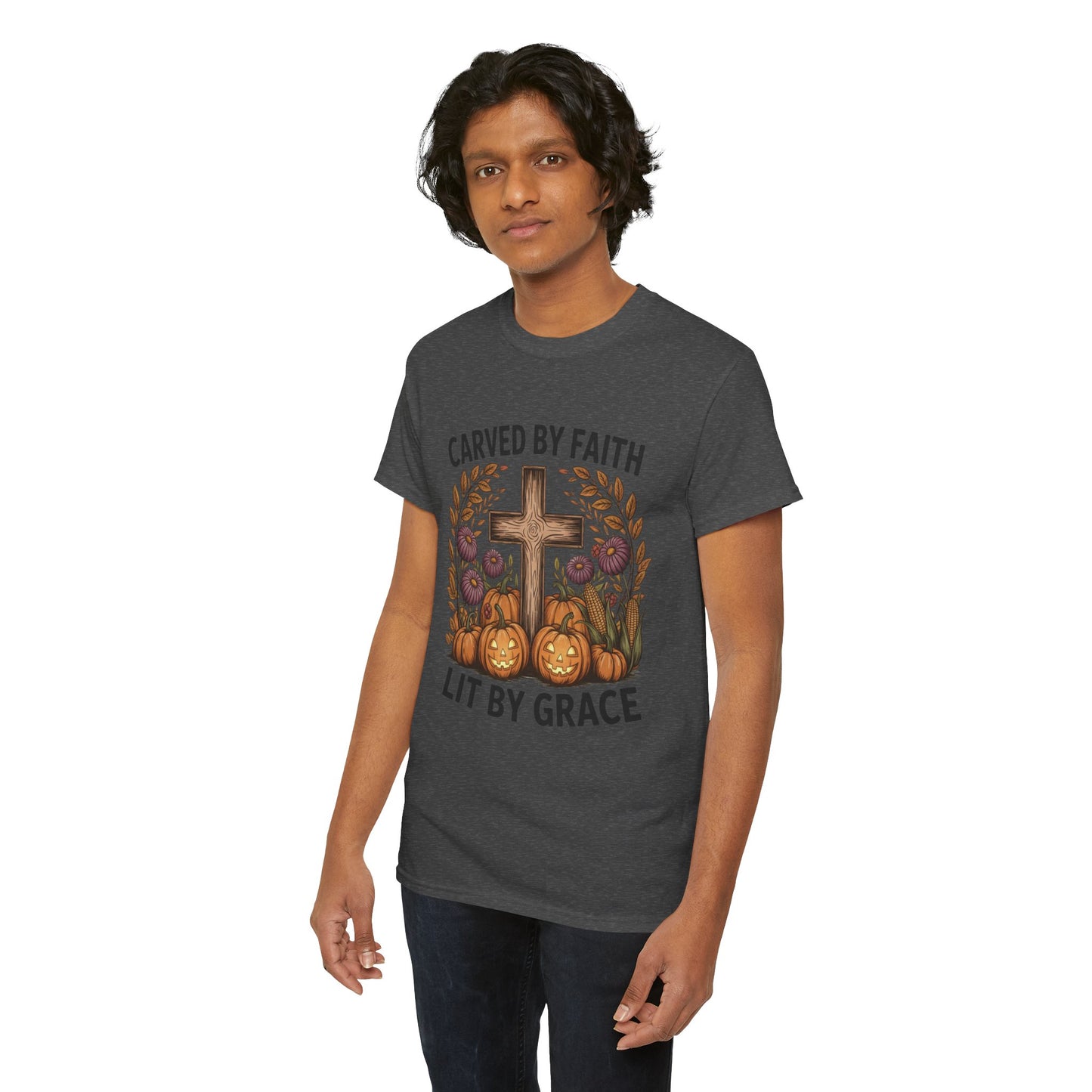 Carved by Faith Lit by Grace T- Shirt - Faith-Inspired Fall T-Shirt