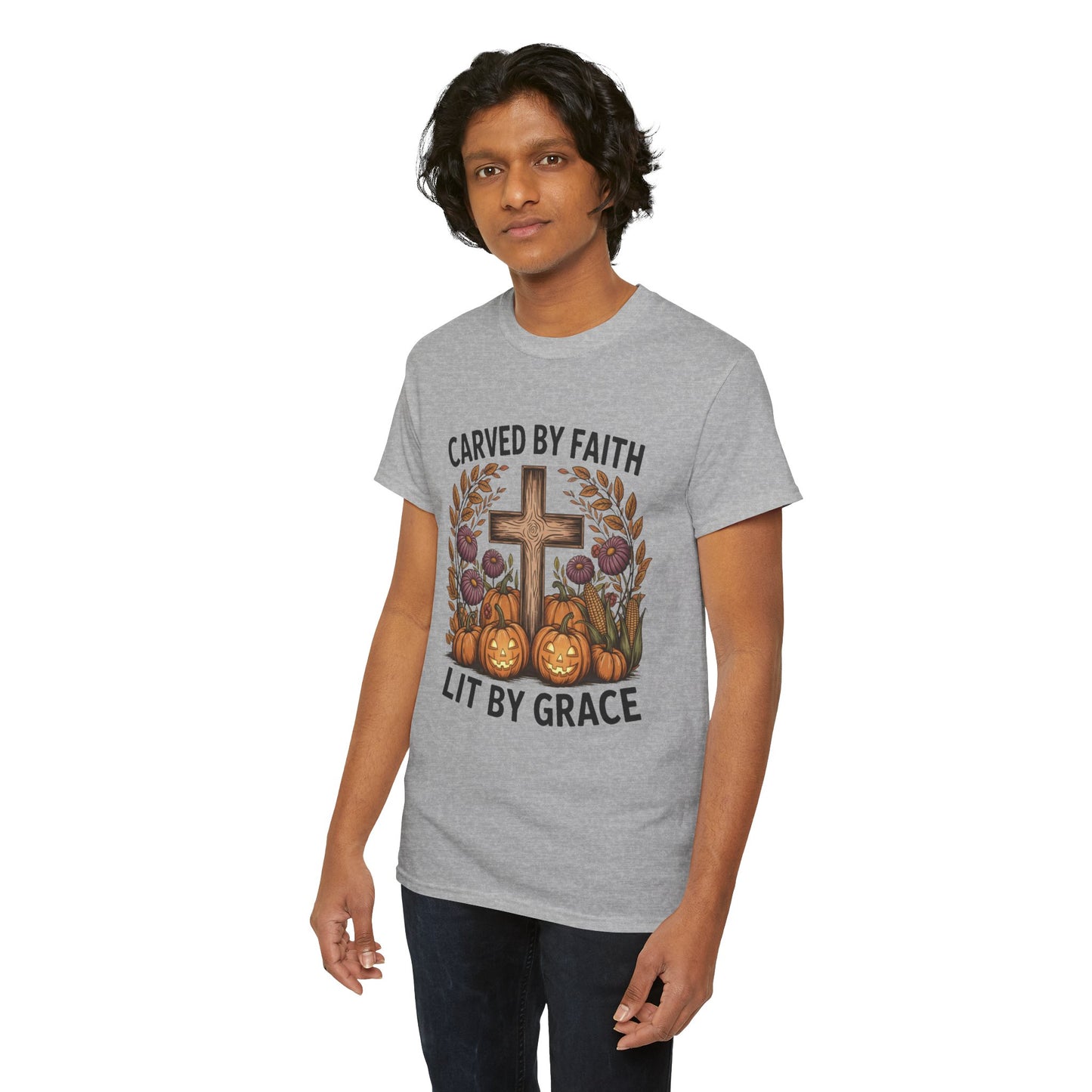 Carved by Faith Lit by Grace T- Shirt - Faith-Inspired Fall T-Shirt
