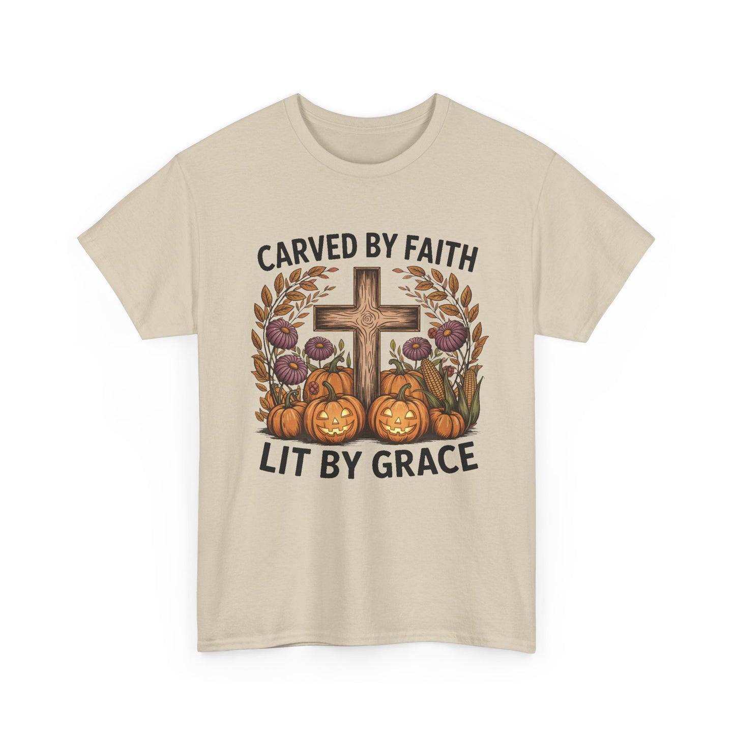Carved by Faith Lit by Grace T- Shirt - Faith-Inspired Fall T-Shirt