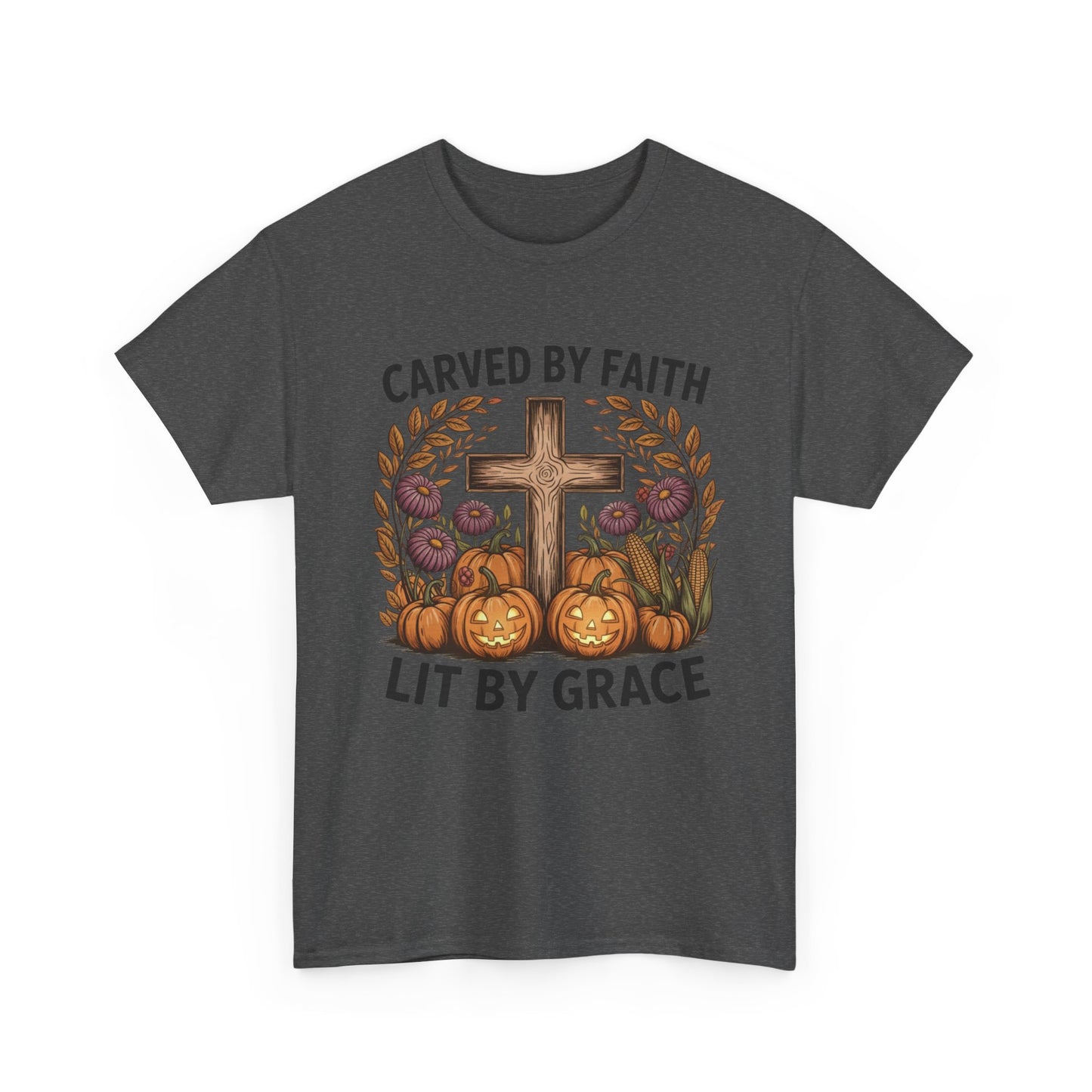 Carved by Faith Lit by Grace T- Shirt - Faith-Inspired Fall T-Shirt
