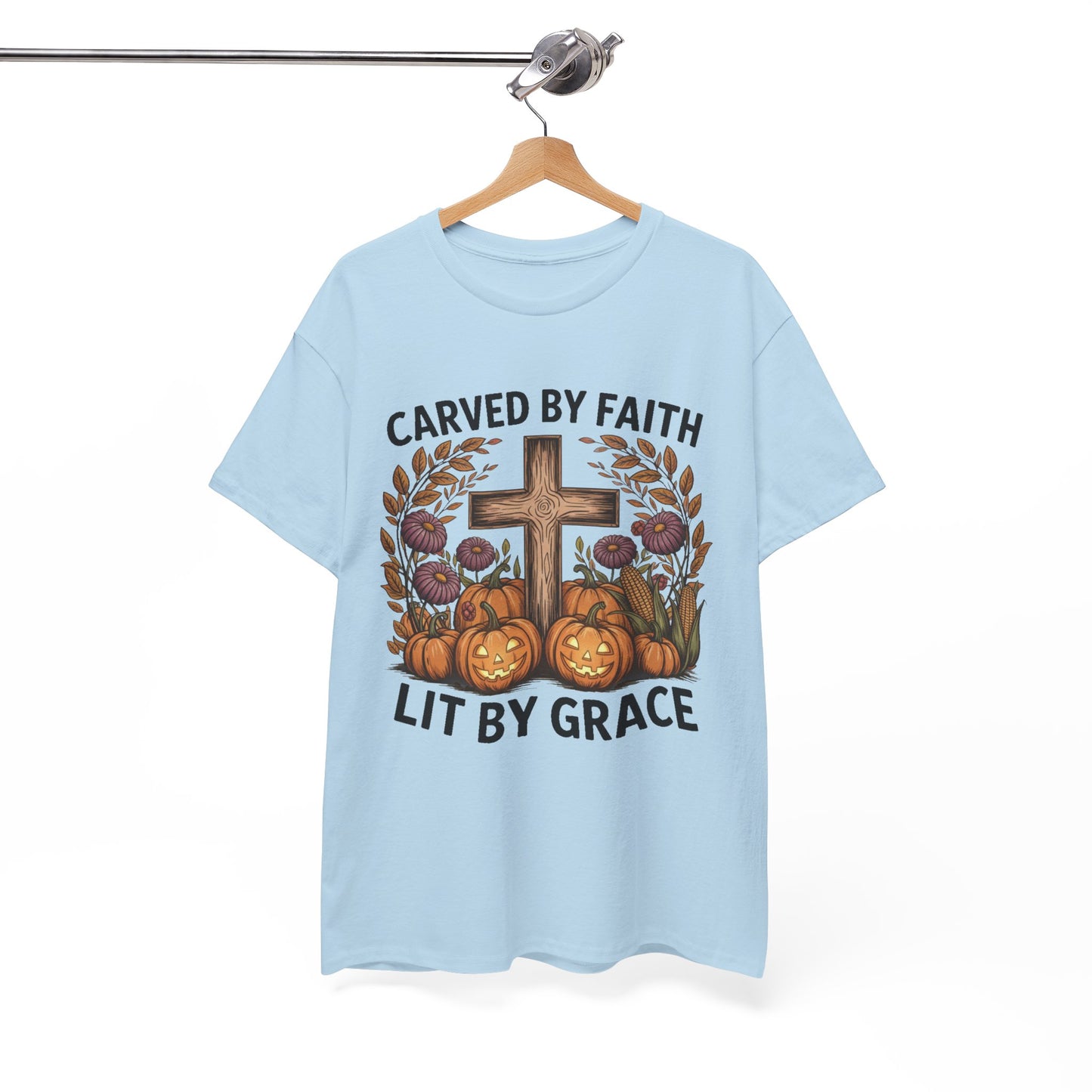 Carved by Faith Lit by Grace T- Shirt - Faith-Inspired Fall T-Shirt