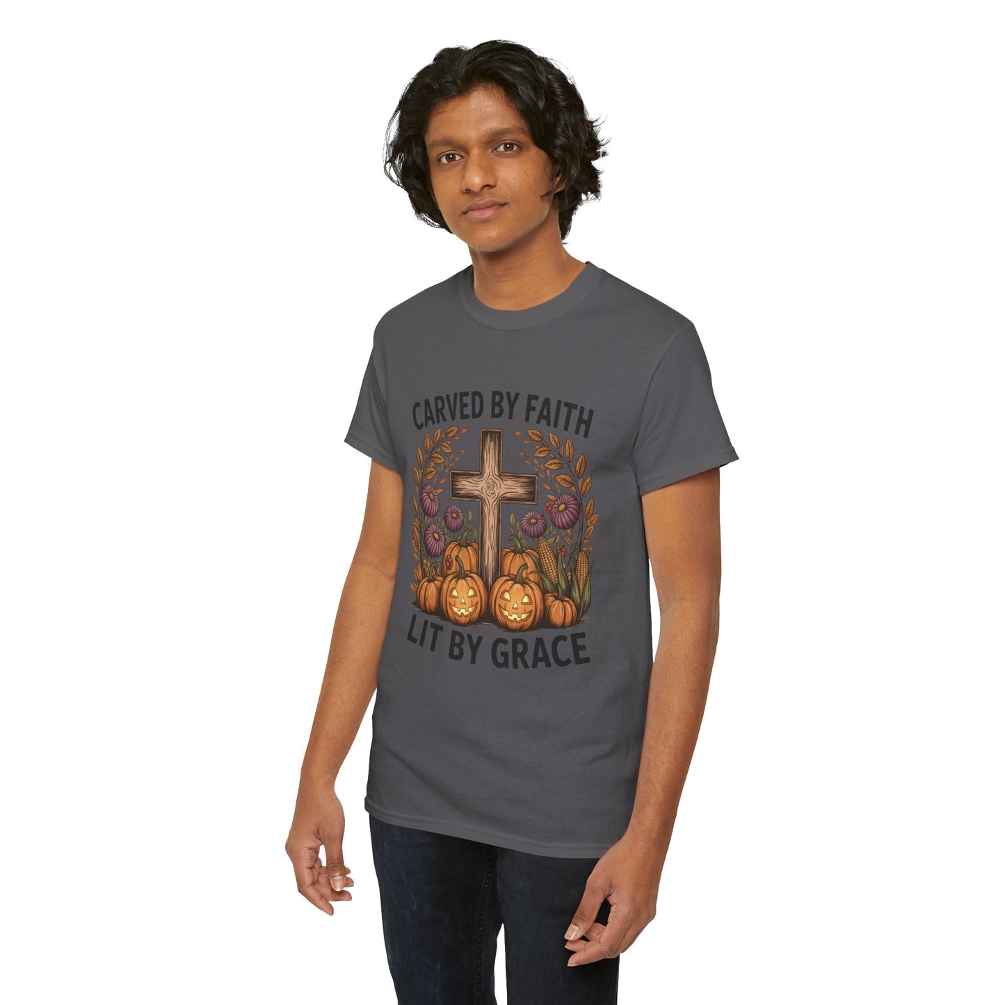 Carved by Faith Lit by Grace T- Shirt - Faith-Inspired Fall T-Shirt