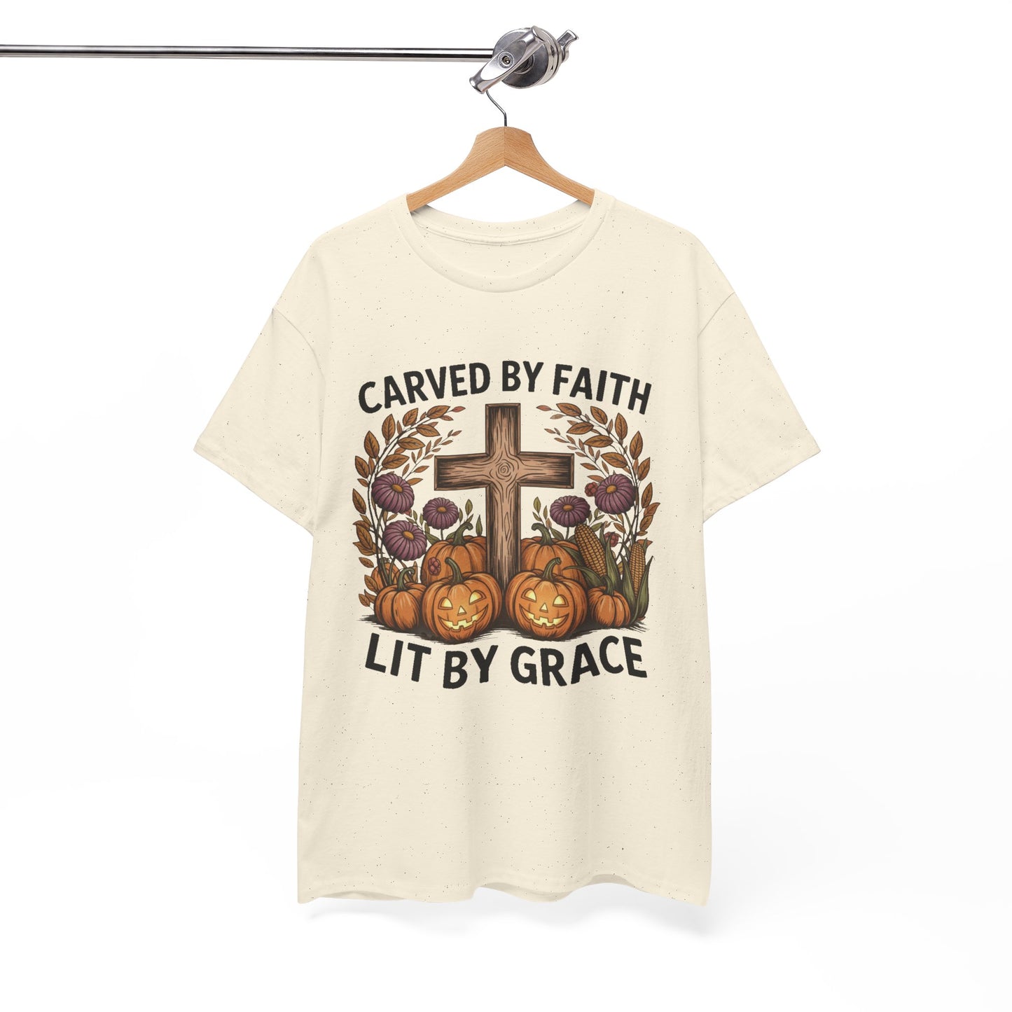 Carved by Faith Lit by Grace T- Shirt - Faith-Inspired Fall T-Shirt