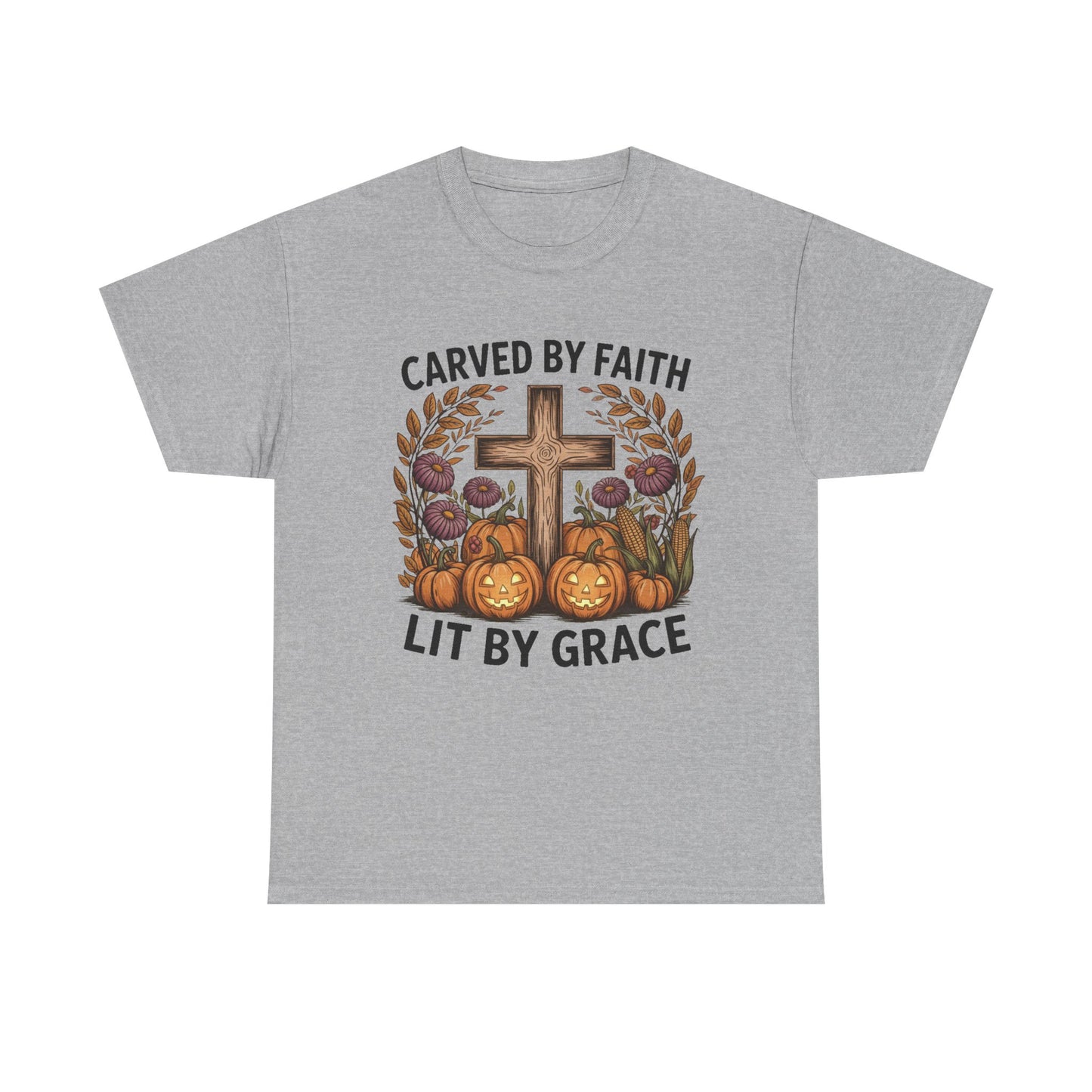 Carved by Faith Lit by Grace T- Shirt - Faith-Inspired Fall T-Shirt