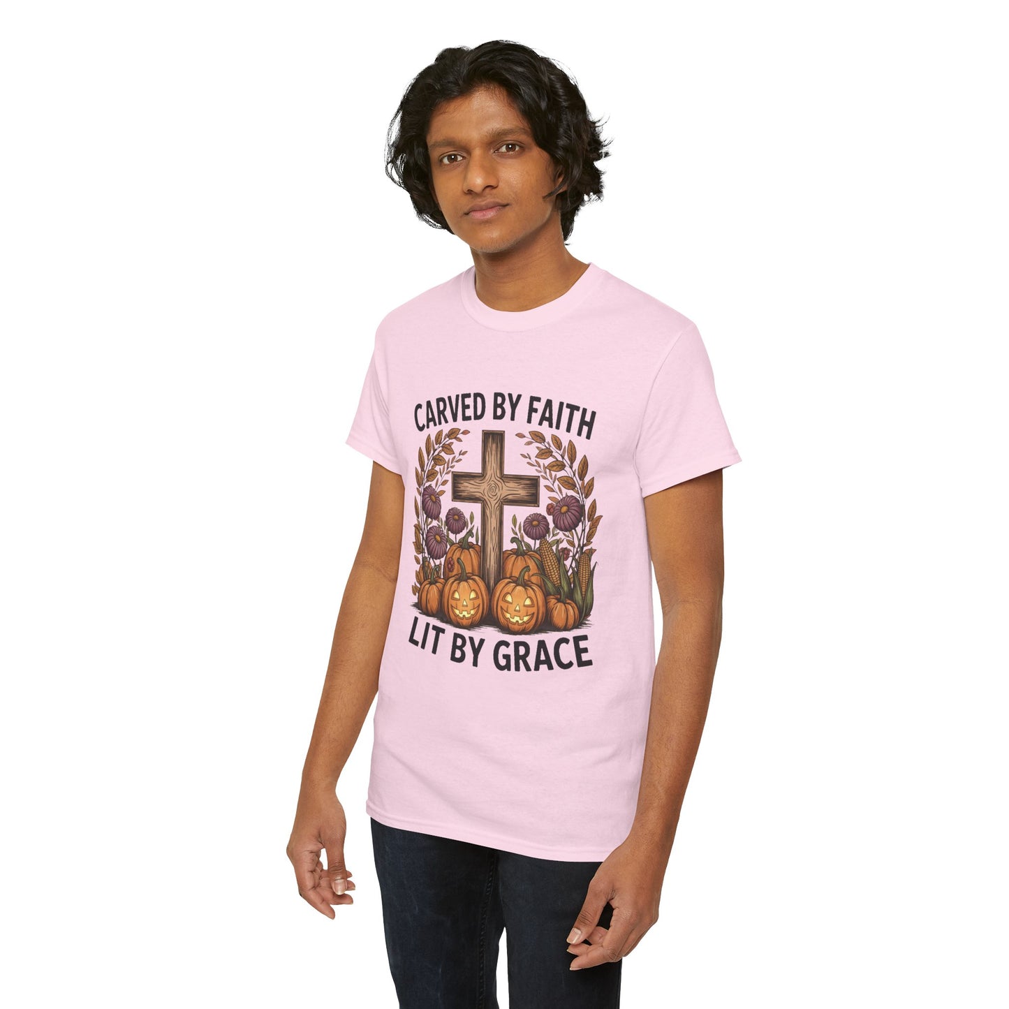 Carved by Faith Lit by Grace T- Shirt - Faith-Inspired Fall T-Shirt