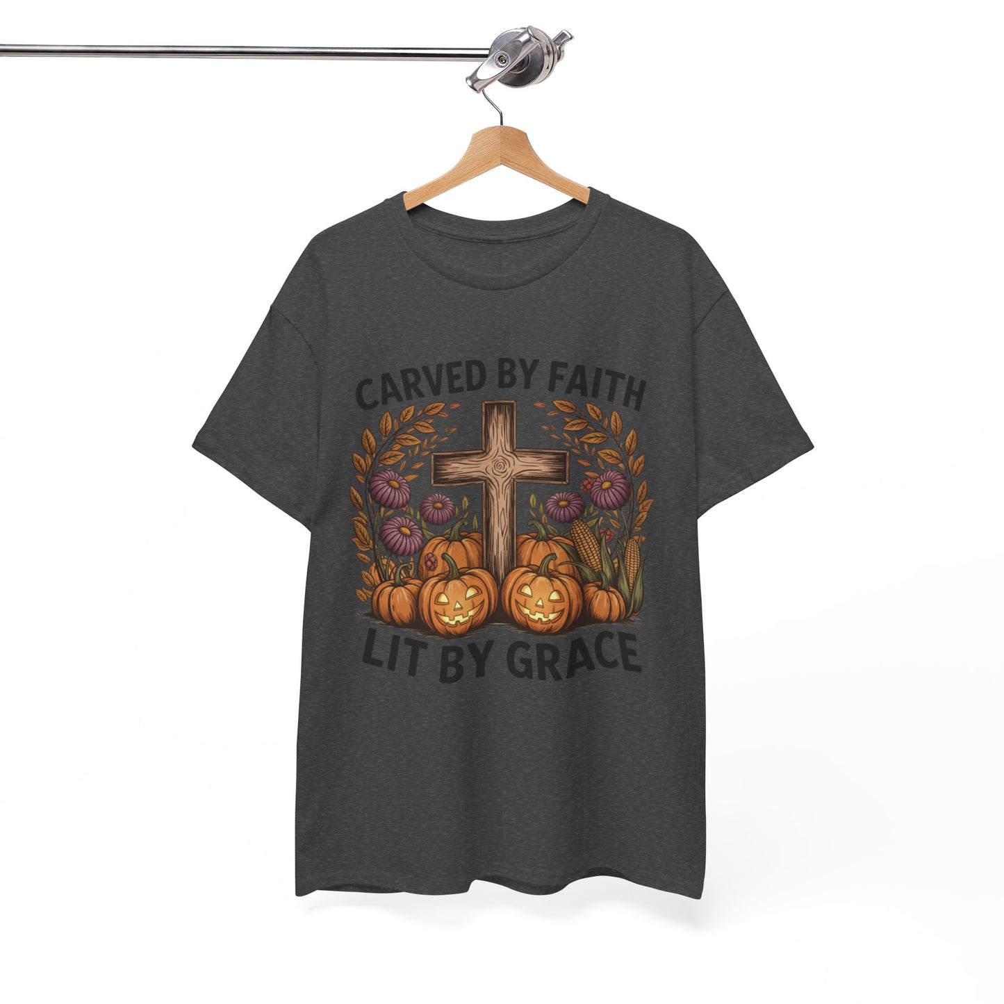 Carved by Faith Lit by Grace T- Shirt - Faith-Inspired Fall T-Shirt