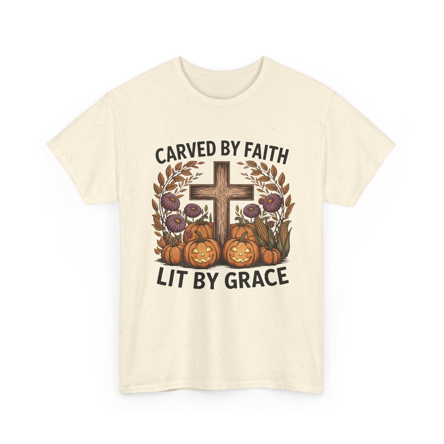 Carved by Faith Lit by Grace T- Shirt - Faith-Inspired Fall T-Shirt