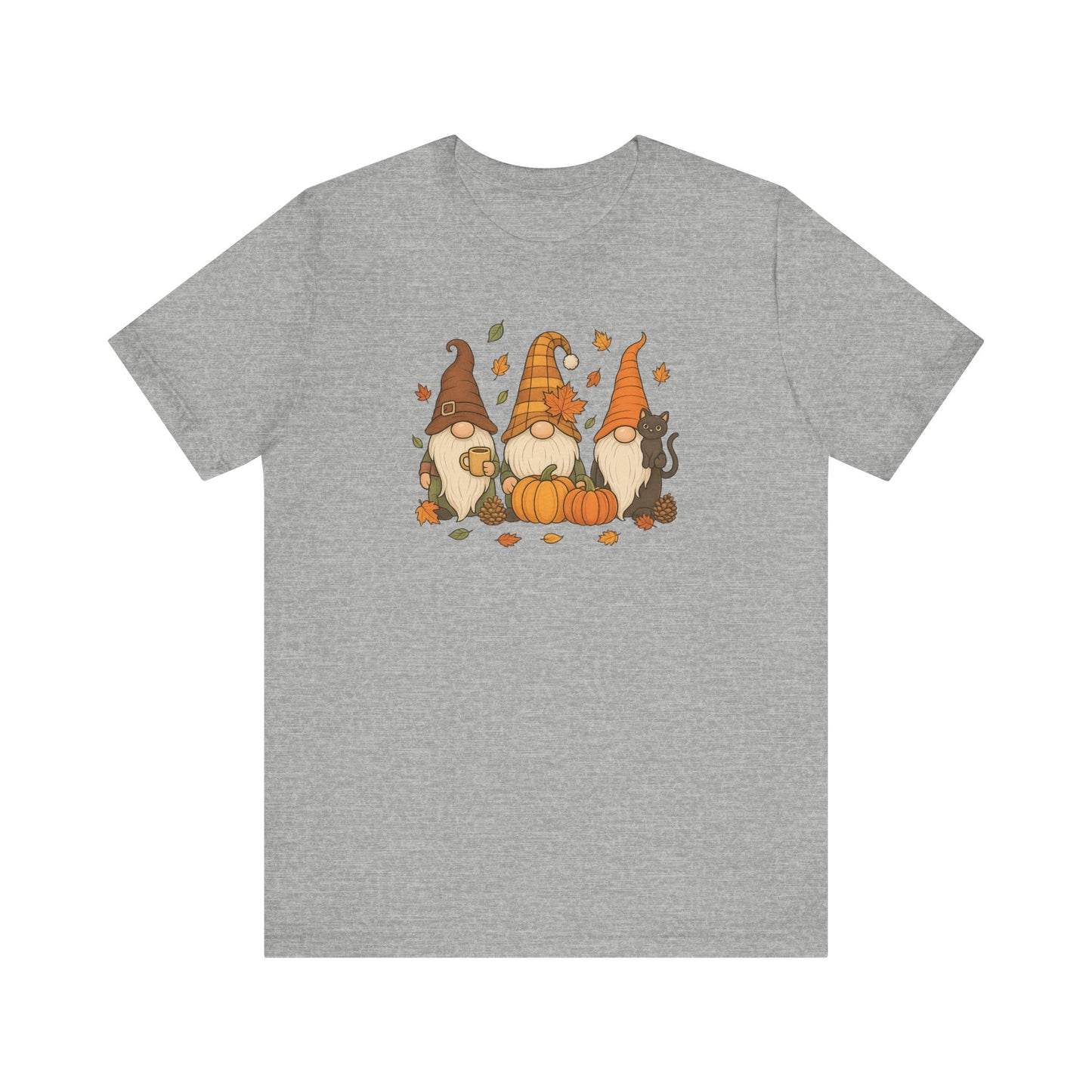 Autumn Gnome Trio T-Shirt | Fall Pumpkin Leaves Tee