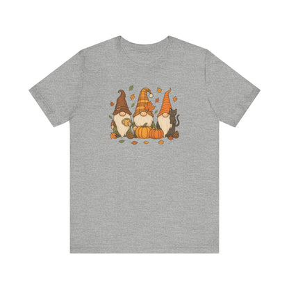 Autumn Gnome Trio T-Shirt | Fall Pumpkin Leaves Tee