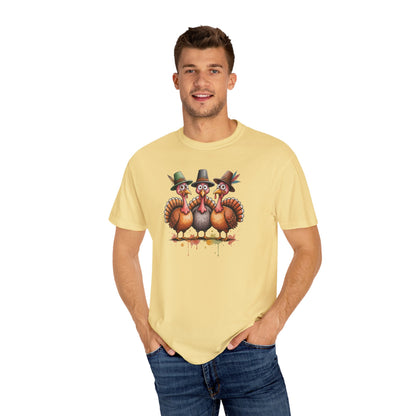 Funny Thanksgiving Turkey Trio T-shirt, Fall Celebration, Family Gatherings, Holiday Apparel, Thanksgiving Gift