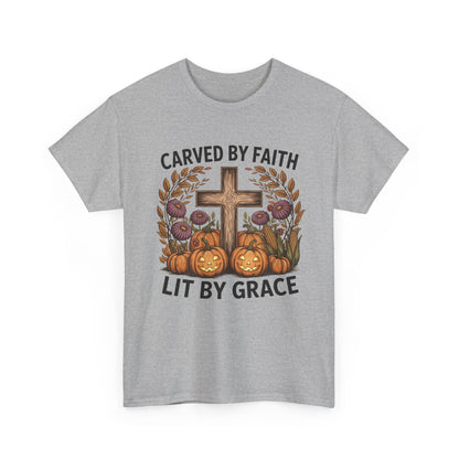 Carved by Faith Lit by Grace T- Shirt - Faith-Inspired Fall T-Shirt