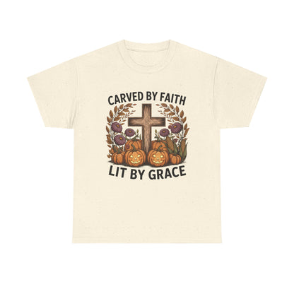Carved by Faith Lit by Grace T- Shirt - Faith-Inspired Fall T-Shirt
