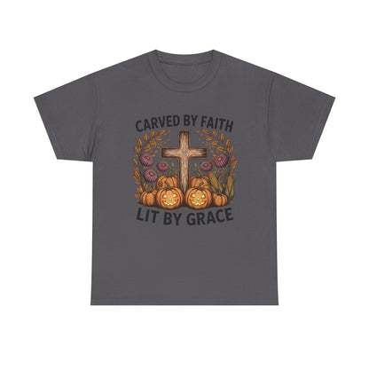 Carved by Faith Lit by Grace T- Shirt - Faith-Inspired Fall T-Shirt