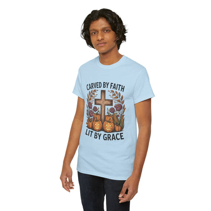 Carved by Faith Lit by Grace T- Shirt - Faith-Inspired Fall T-Shirt