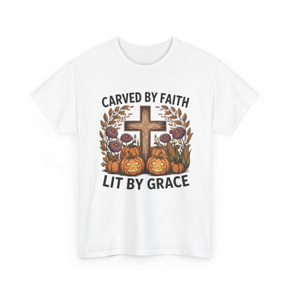 Carved by Faith Lit by Grace T- Shirt - Faith-Inspired Fall T-Shirt