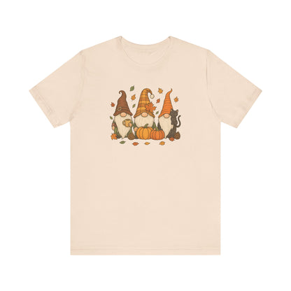 Autumn Gnome Trio T-Shirt | Fall Pumpkin Leaves Tee