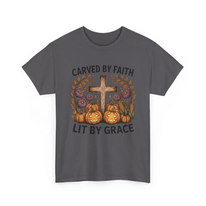 Carved by Faith Lit by Grace T- Shirt - Faith-Inspired Fall T-Shirt
