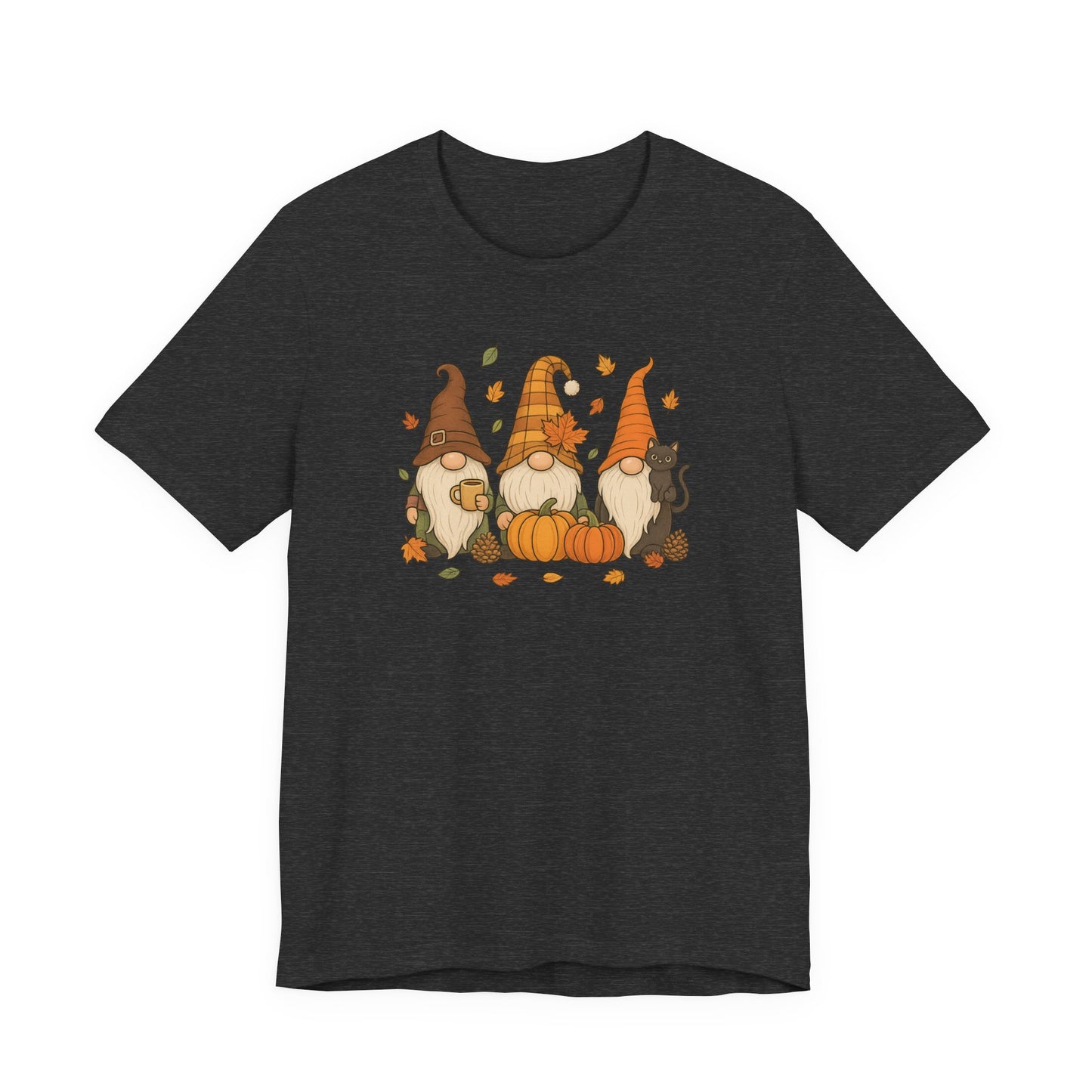 Autumn Gnome Trio T-Shirt | Fall Pumpkin Leaves Tee