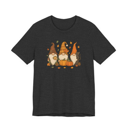 Autumn Gnome Trio T-Shirt | Fall Pumpkin Leaves Tee