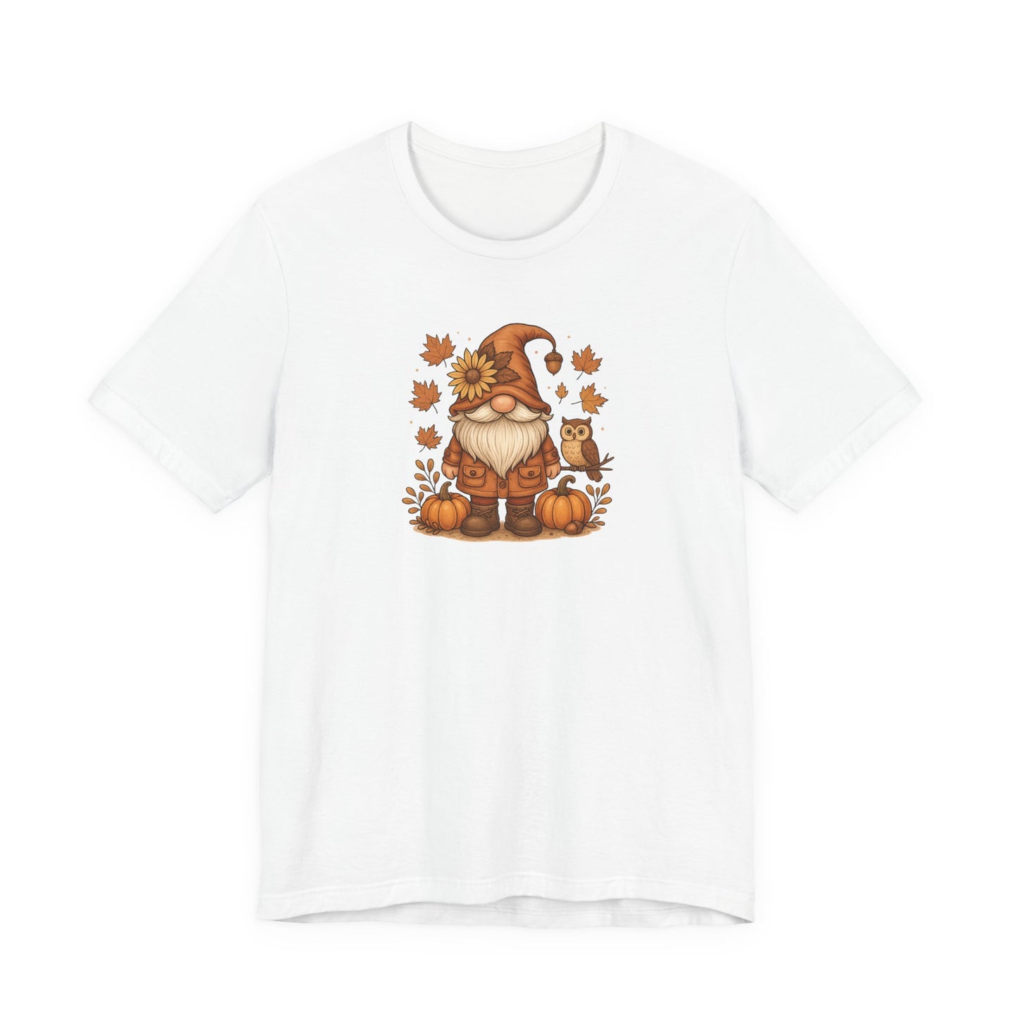 Autumn Gnome With Pumpkins And An Owl T-Shirt | Fall Leaves | Harvest Vibes