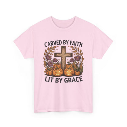 Carved by Faith Lit by Grace T- Shirt - Faith-Inspired Fall T-Shirt