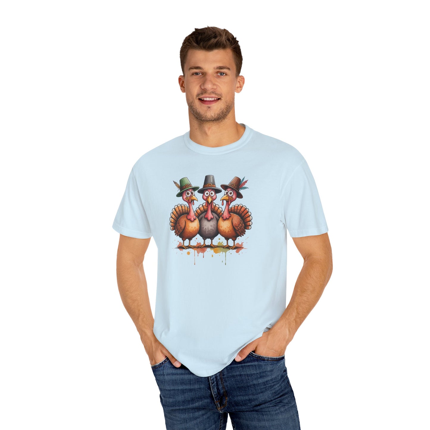 Funny Thanksgiving Turkey Trio T-shirt, Fall Celebration, Family Gatherings, Holiday Apparel, Thanksgiving Gift