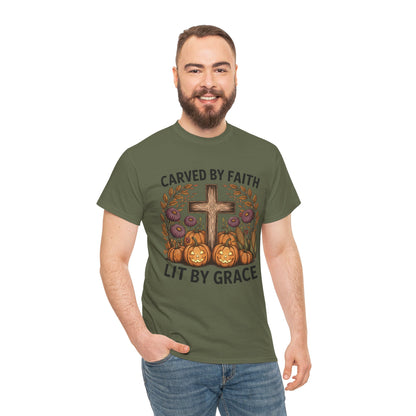 Carved by Faith Lit by Grace T- Shirt - Faith-Inspired Fall T-Shirt