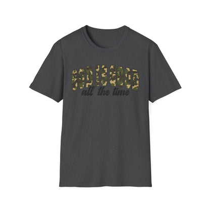 God is Good Faith Based Softstyle T-Shirt (Camo Lettering)