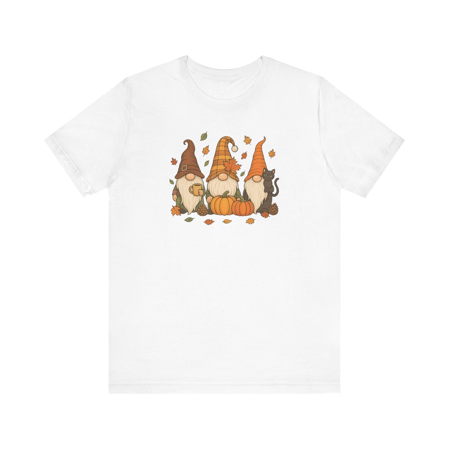 Autumn Gnome Trio T-Shirt | Fall Pumpkin Leaves Tee