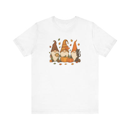Autumn Gnome Trio T-Shirt | Fall Pumpkin Leaves Tee