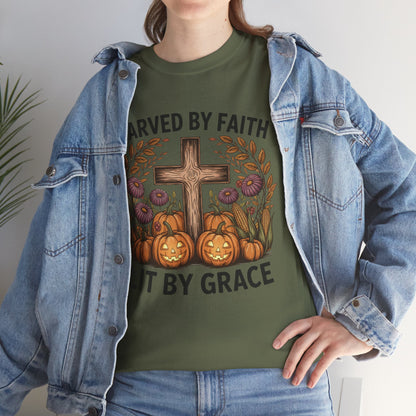 Carved by Faith Lit by Grace T- Shirt - Faith-Inspired Fall T-Shirt