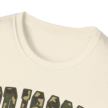 God is Good Faith Based Softstyle T-Shirt (Camo Lettering)