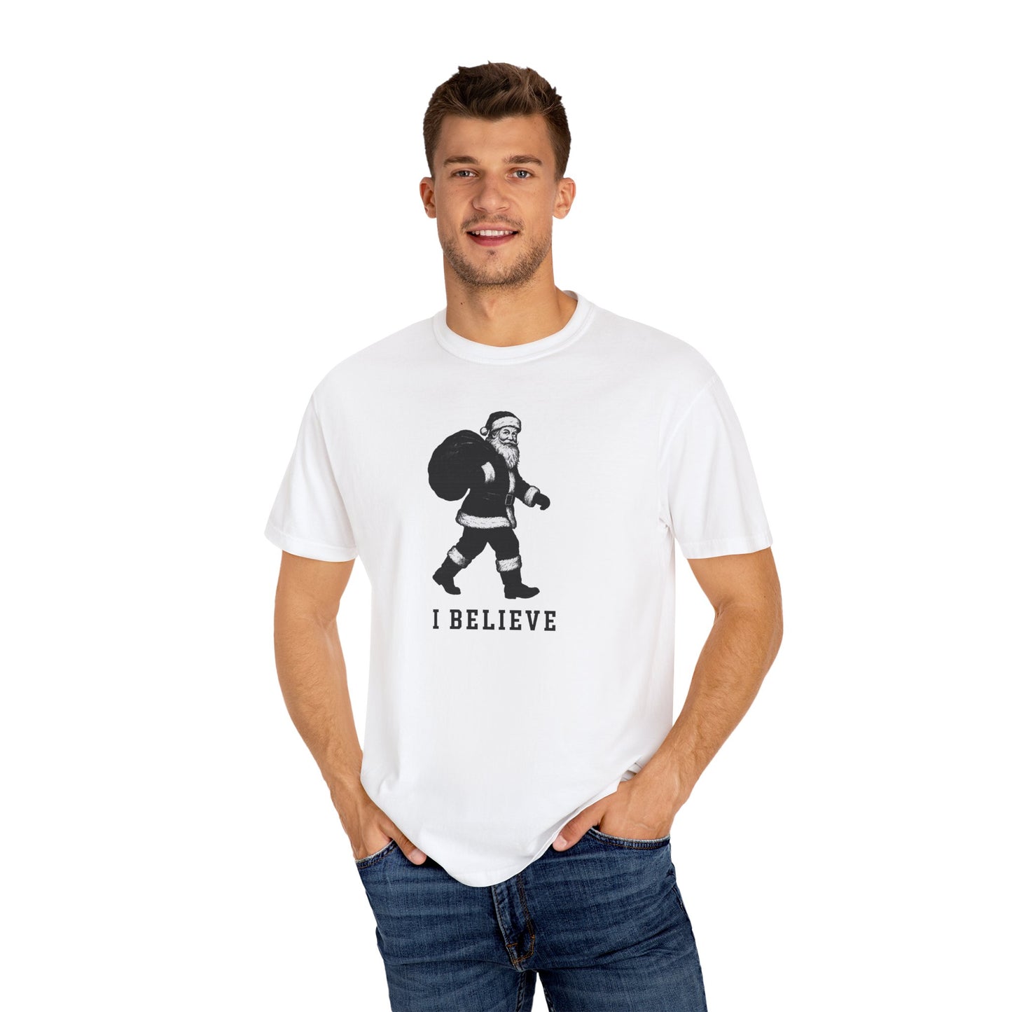 Christmas T-shirt, "I Believe" Santa T-Shirt, Christmas Santa Claus Wardrobe Essential
