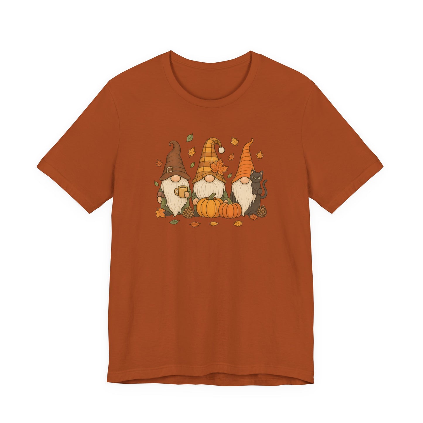 Autumn Gnome Trio T-Shirt | Fall Pumpkin Leaves Tee