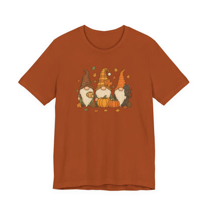 Autumn Gnome Trio T-Shirt | Fall Pumpkin Leaves Tee