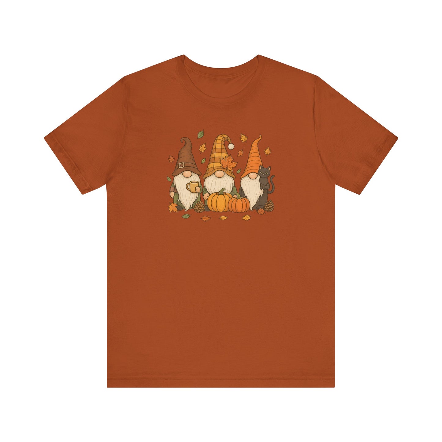 Autumn Gnome Trio T-Shirt | Fall Pumpkin Leaves Tee